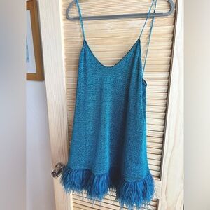Oseree blue feather dress